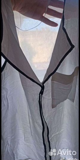 Блузка zara белая 42 без рукавов с кантом