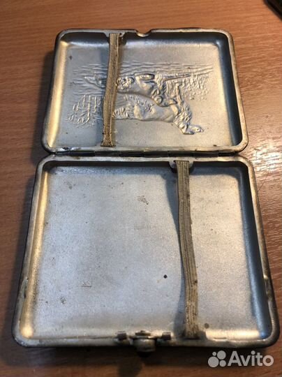 Портсигар охота Борзые собаки мельхиор