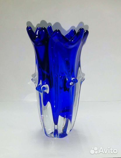 Винтажная маленькая ваза Богемия кобальт Чехия