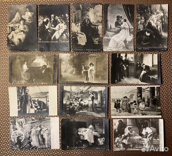 Винтажные, старинные открытки, девушки, пары, живо