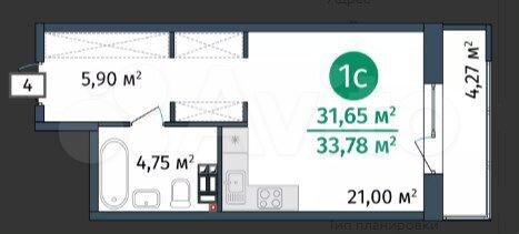 Квартира-студия, 31,6 м², 3/14 эт.