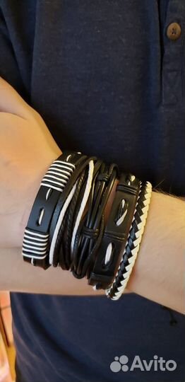 Браслет мужской из натуральной кожи