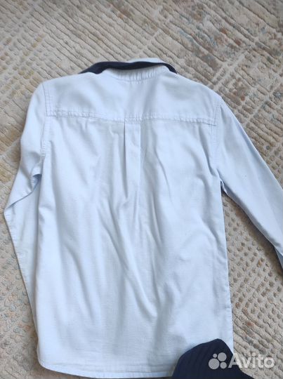 Рубашка для мальчика 128 белая и голубая Chessford