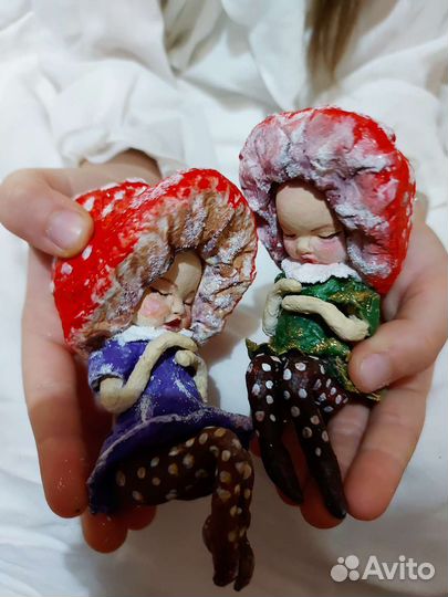 Ватные игрушки детки грибочки