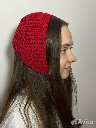 Чепчик вязанный, ретро косынка
