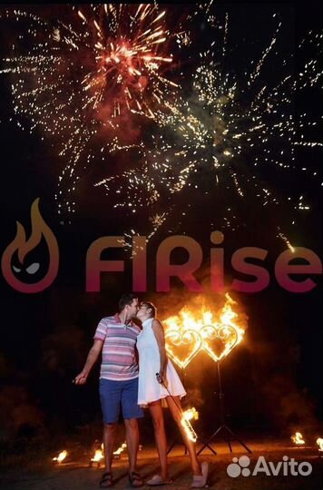 Фаер шоу, огненные сердца, салют на свадьбу