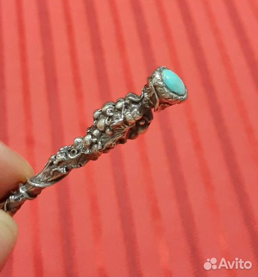 Чайная ложка. Серебро. Бирюза