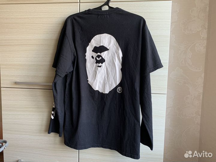 Лонгслив bape big logo head оригинал