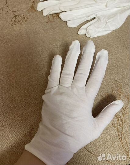 Перчатки косметические хлопковые лишние