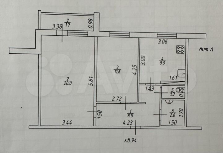 2-к. квартира, 54,1 м², 6/9 эт.