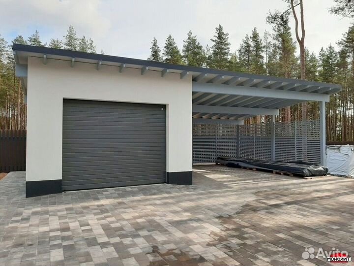 Тёплый гараж из газоблока для мастерской