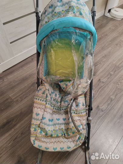 Детские санки коляска с колёсами бу