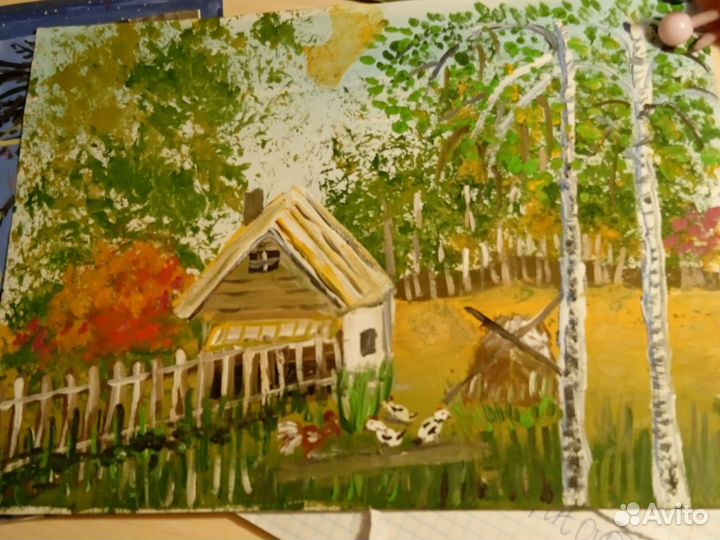 Картина:утро в деревне