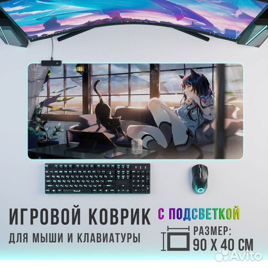 Аниме 6 Игровой коврик для мыши и клавиатуры с RGB