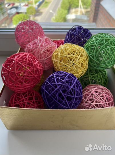 Ротанговые шарики / 16шт / D-8-10см