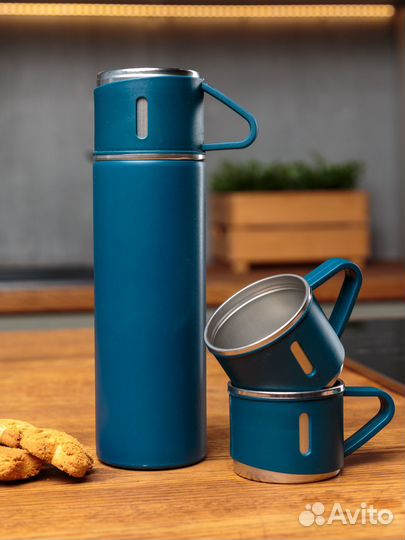 Термос с 2 кружками походный или в машину