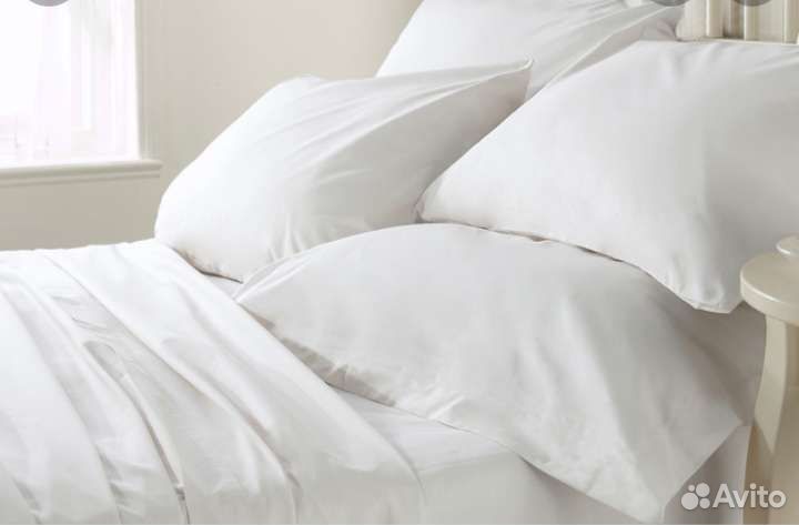Постельное белье белое отельное сатин