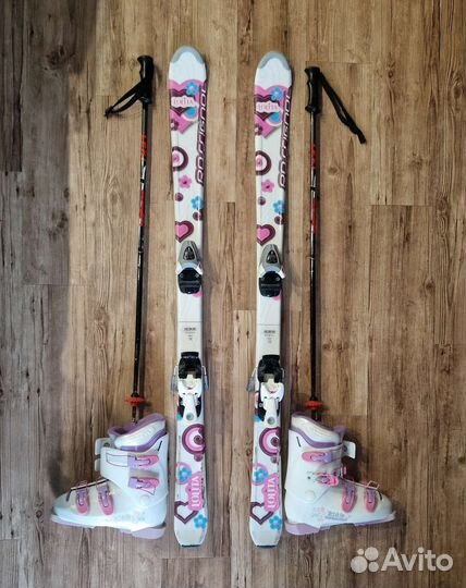 Горные лыжи Rossignol Lolita 130см, ботинки палки