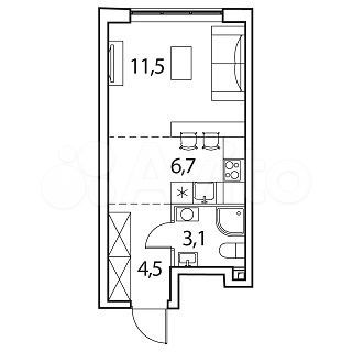 1-к. квартира, 25,8 м², 16/17 эт.