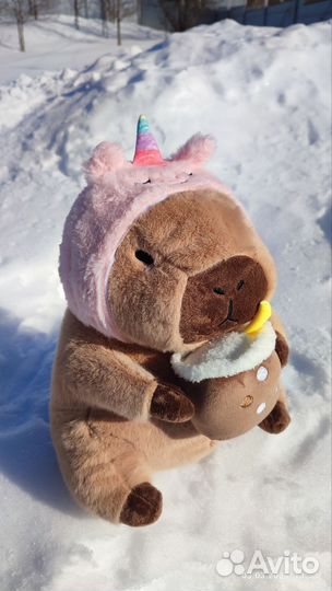 Подарочная большая игрушка капибара единорог