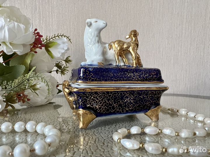 Шкатулка овечка с ягненком Дулево 1956 год СССР