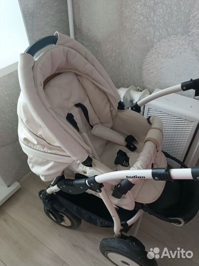 Коляска 2 в 1 индиго, Эко-кожа