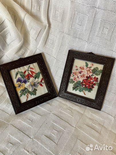 Вышитые картины крестиком/ гладью раритет
