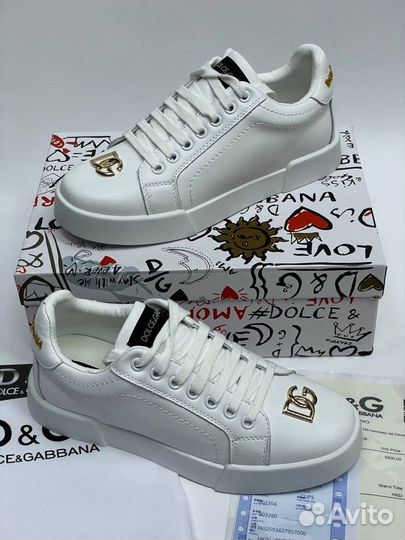 Кеды белые Dolce Gabbana кожа 35-39