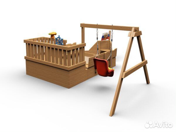 Песочница Выше Всех Лодочка с качелями