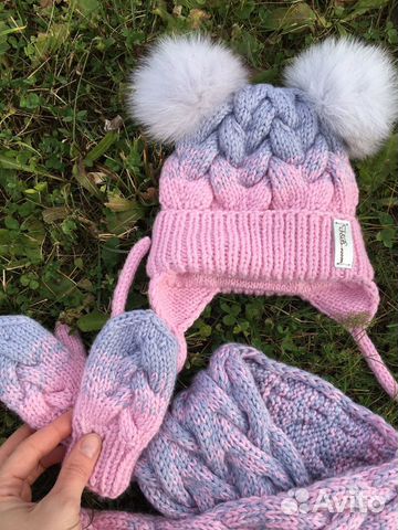 Зимний комплет шапка снуд варежки