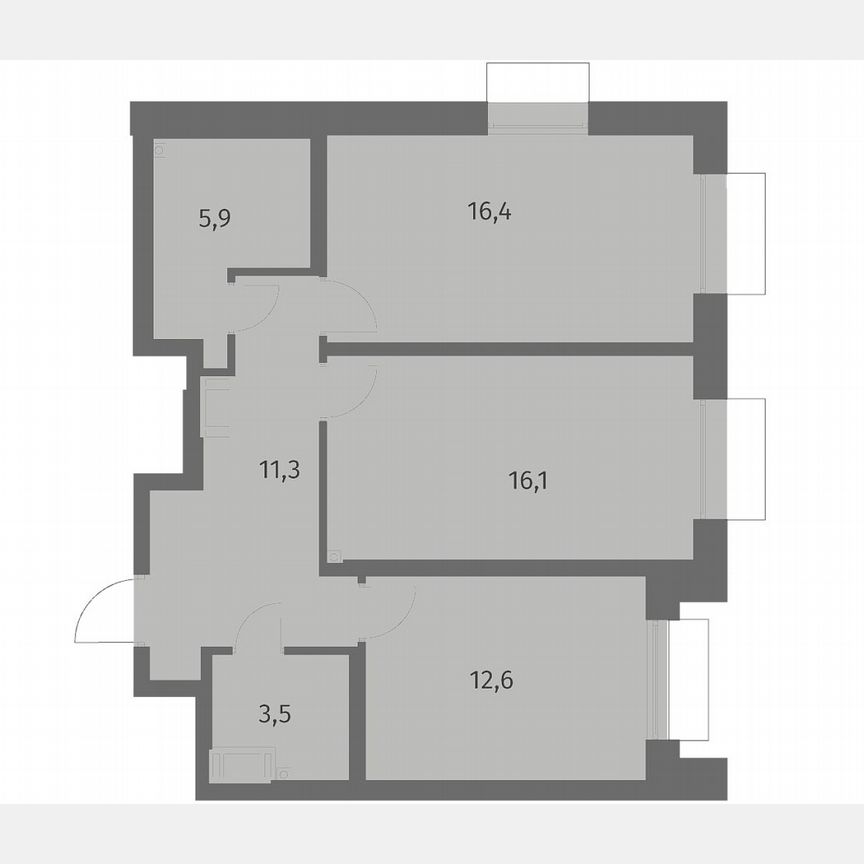2-к. квартира, 65,7 м², 2/6 эт.
