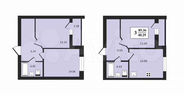 3-к. квартира, 85,4 м², 3/7 эт.