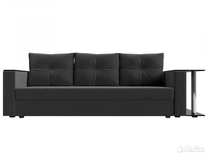 Диван прямой Атланта Лайт со столом справа, велюр, серый