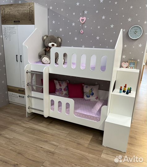 Кровать двухъярусная детская Домик 160х80