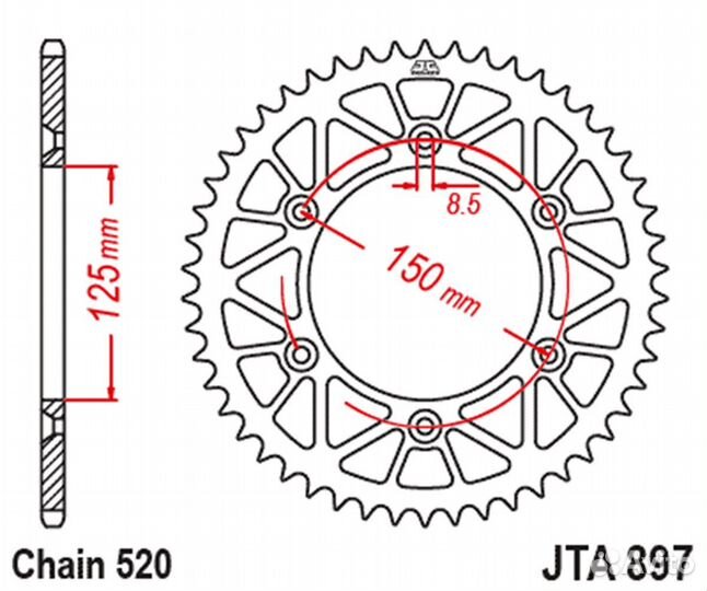 Звезда задняя JT JTA897.40 KTM Gas Gas Husqvarna