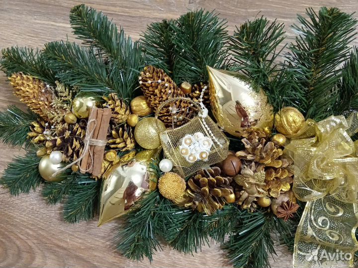 Новогодняя гирлянда 90 см, венок на дверь