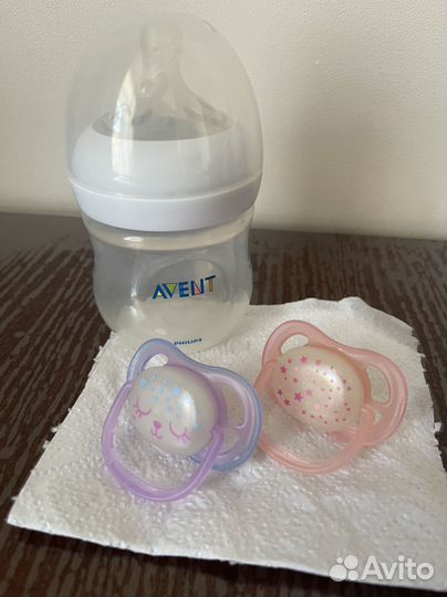 Соска пустышка avent 0 6 и бутылочка avent natural