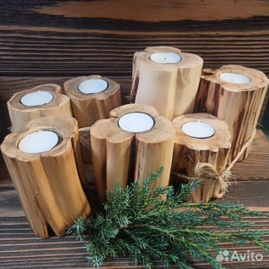 Подсвечник из можжевельника