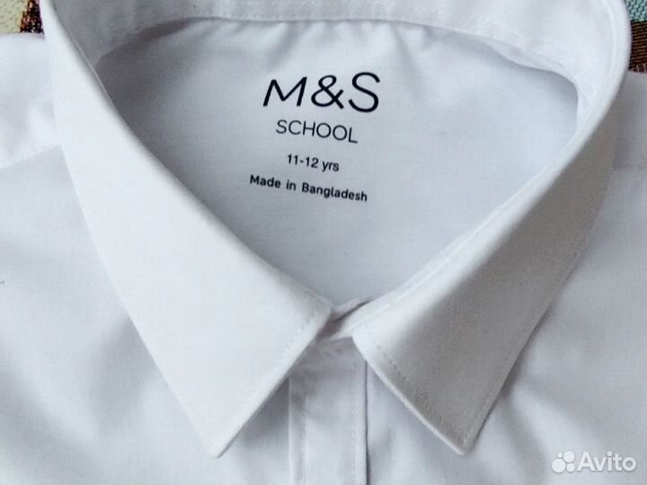 Рубашка белая Marks&Spenser, p11-12yrs slim fit