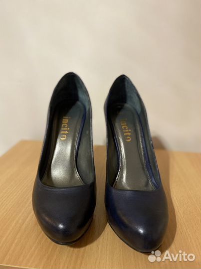 Туфли синие, натуральная кожа, размер 37