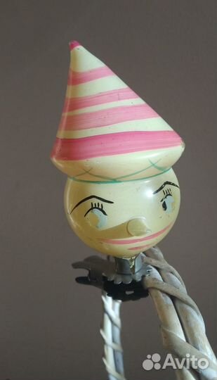 Елочная игрушка СССР Буратино на прищепке 1958 г