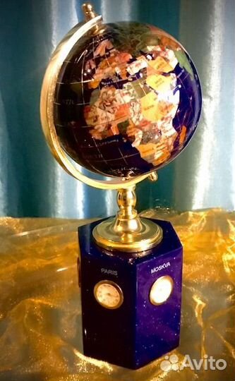 Глобус из лазурита с инкрустацией