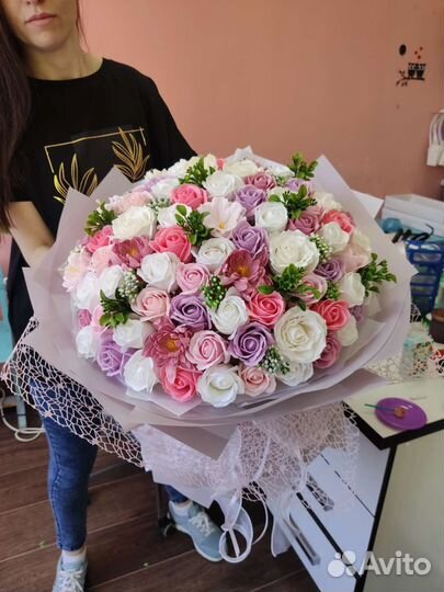 Большой букет мыльных из роз 101 шт