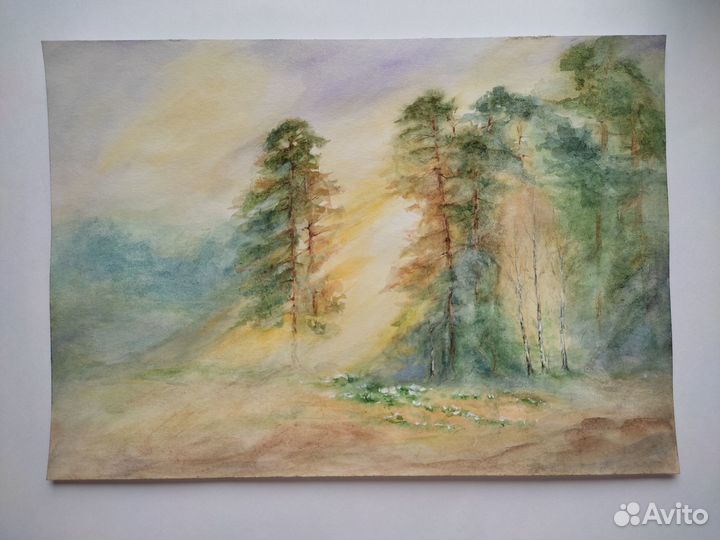 Акварельная картина. Пейзаж акварелью. Размер А4