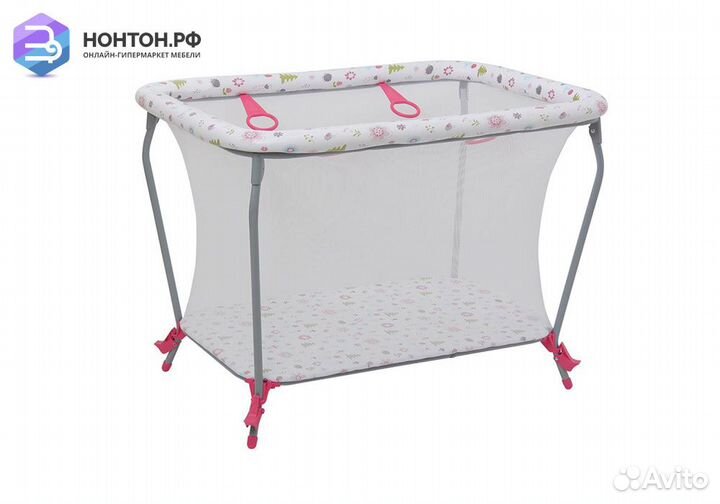 Манеж Фея Классика принт Лесные друзья / розовый