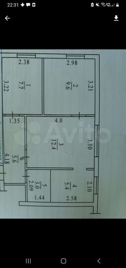 3-к. квартира, 41 м², 2/2 эт.