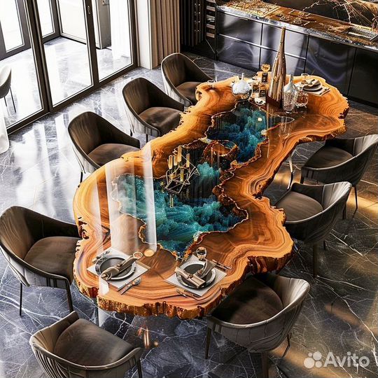 Стол лава из эпоксидной смолы