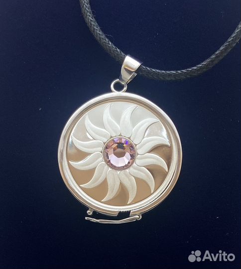 Июнь - Серебряная монета Кулон- Камень Александрит