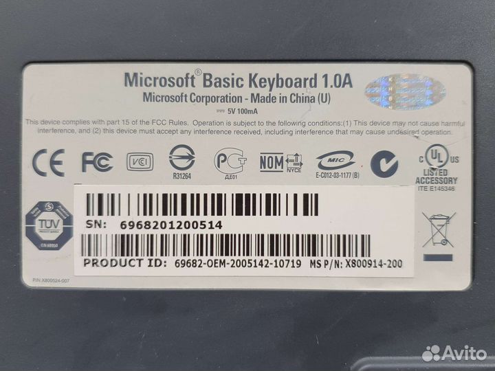 PS/2 Microsoft Basic Keyboard 1.0A + клавы ноутов