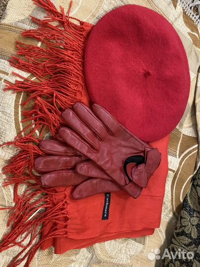 Шапка,шарф,перчатки кожанные